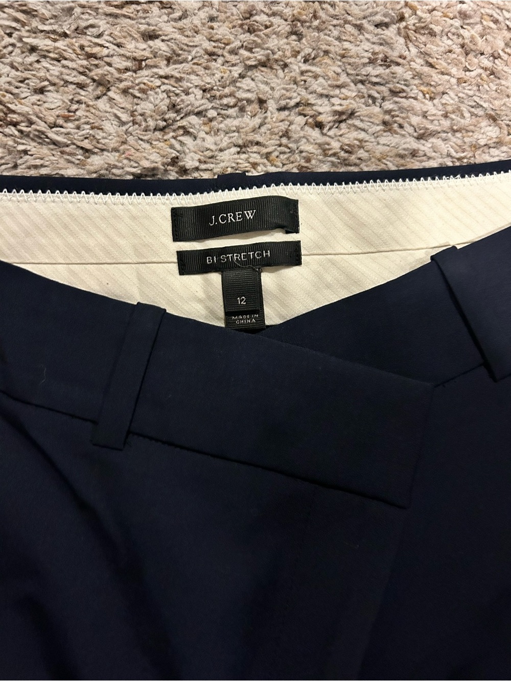 J. Crew Navy Bi-Stretch Tailored Trousers size 12